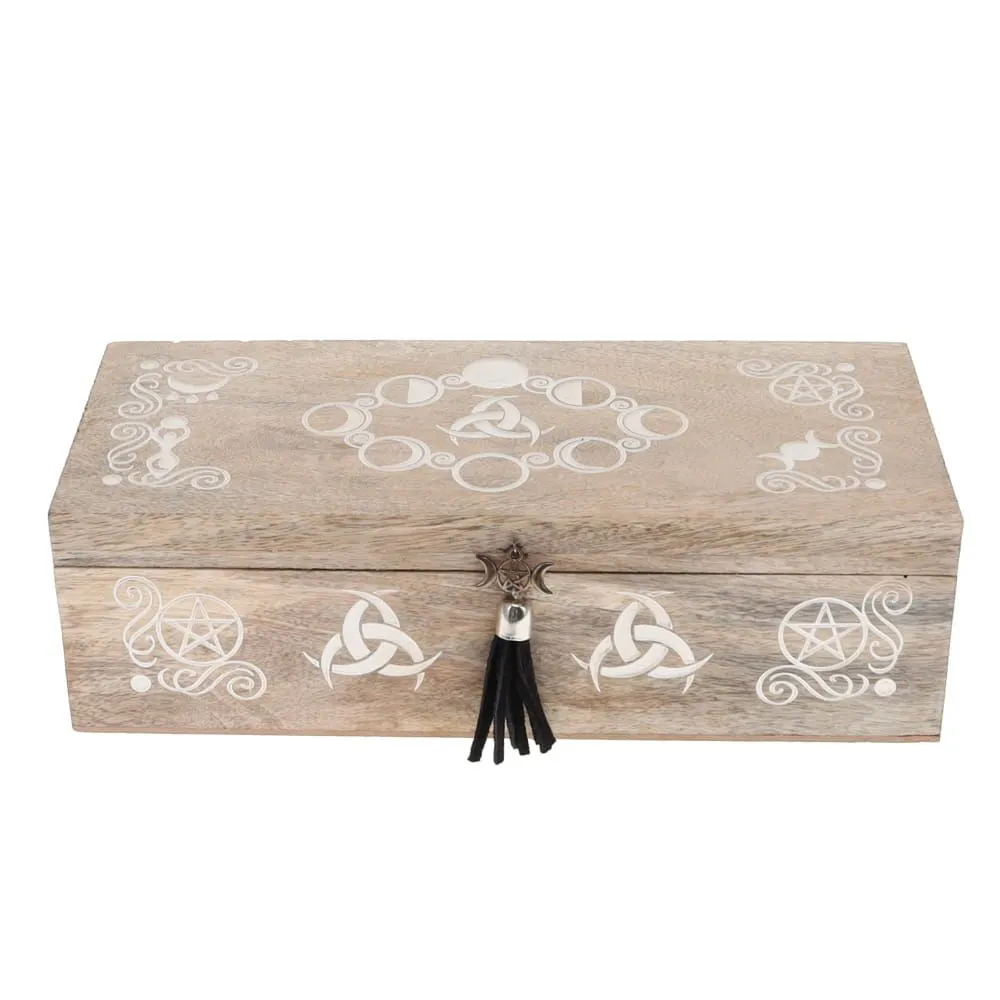 Moon Phases Three-Compartment Wooden Box