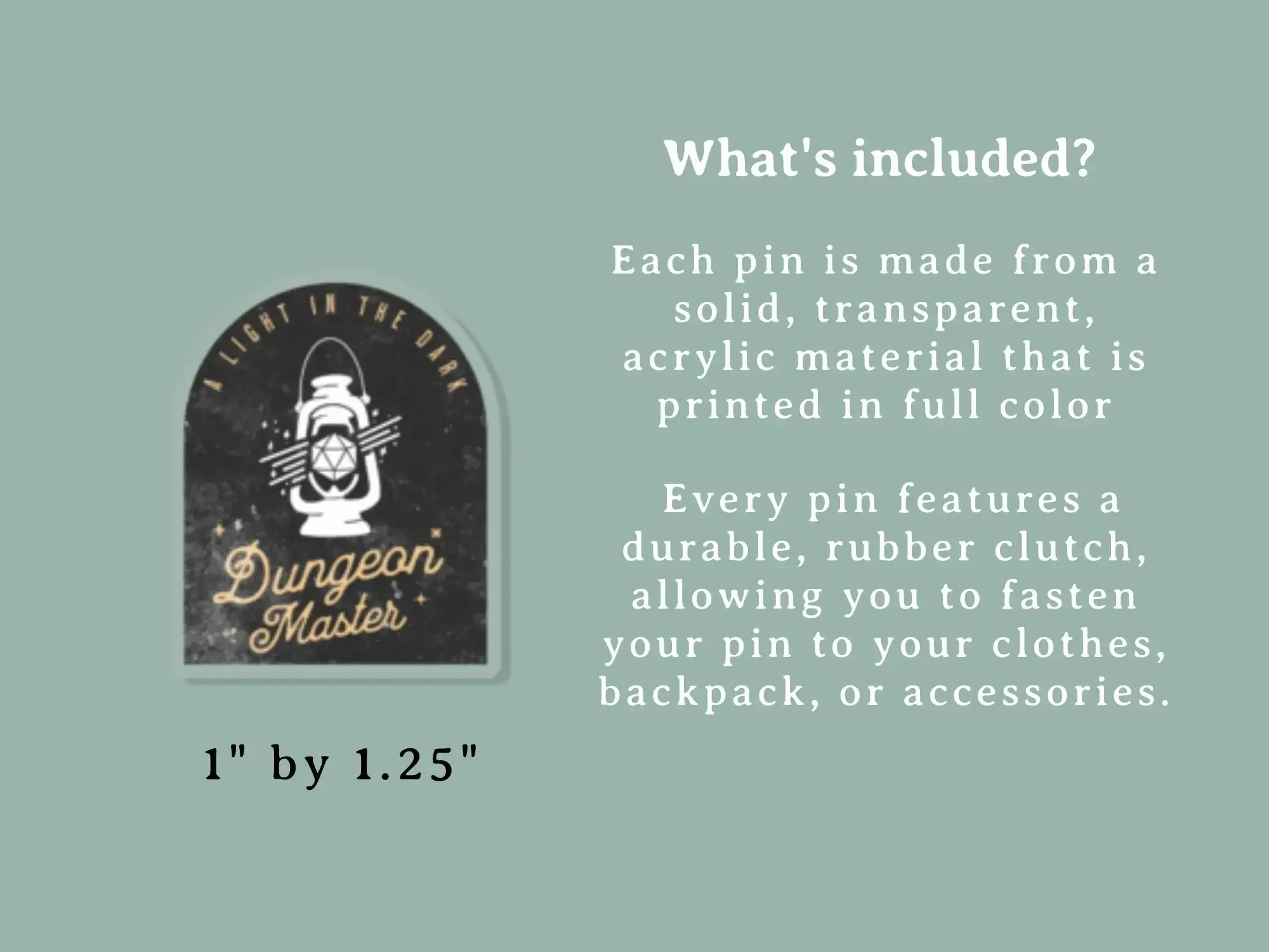 Dungeon Master D20 Lantern Acrylic Pin thumbnail 3